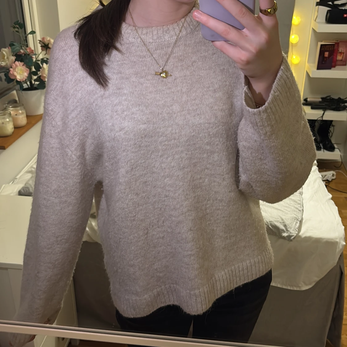 Beige stickad tröja  - 1