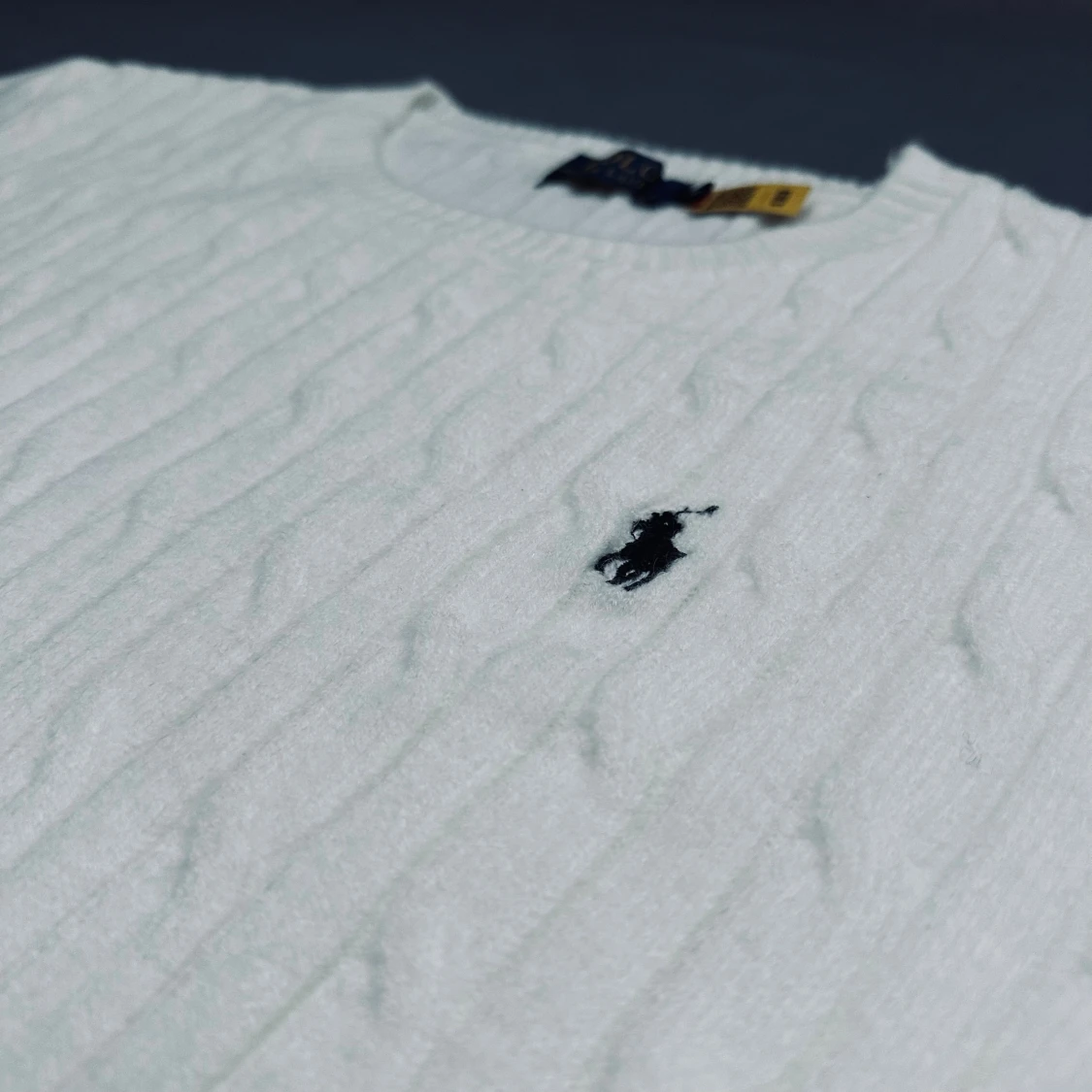 Vit kabelstickad tröja från Polo Ralph Lauren - 1