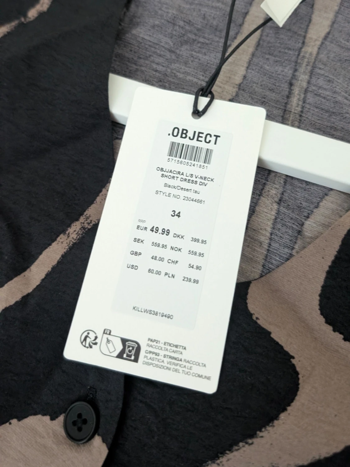 Svart och beige mönstrad klänning Object - 4