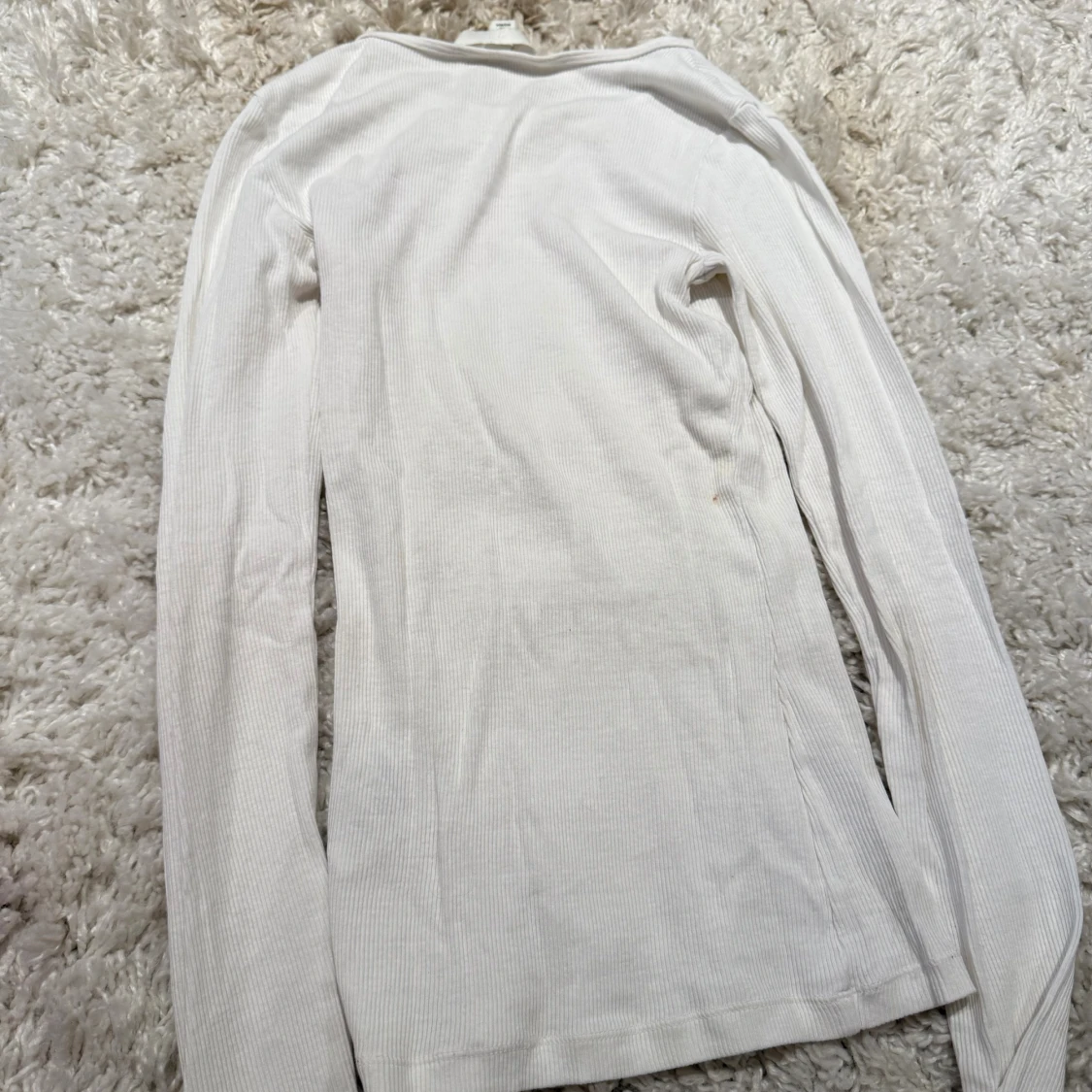 Vit ribbad långärmad tröja H&M XS - 1