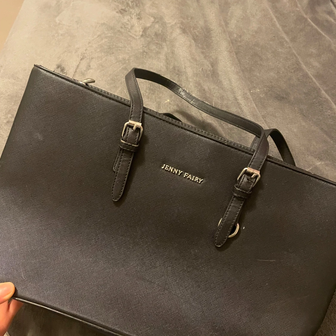 Jenny fairy väska svart läder med ficka stor - 1