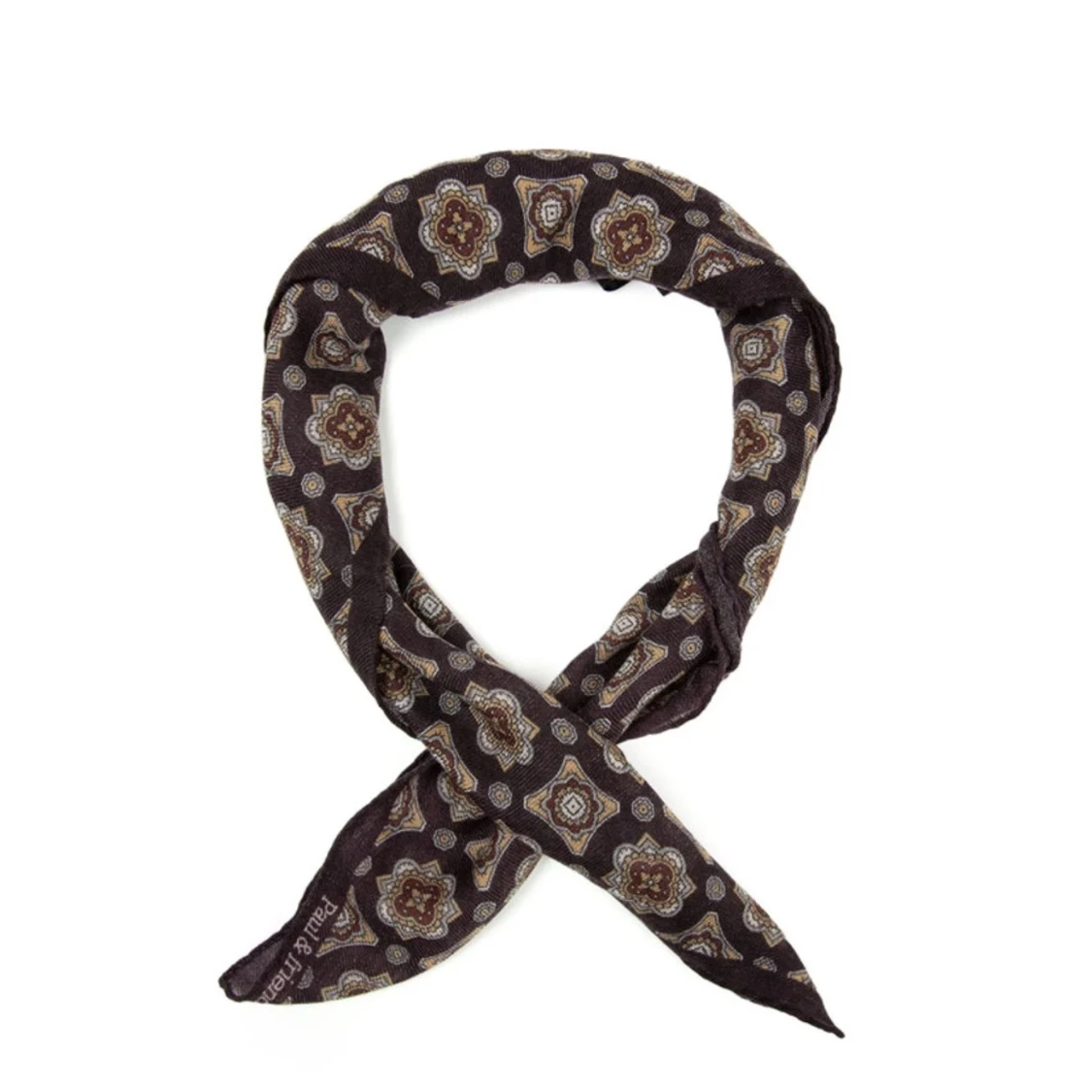 Mönstrad brun silkes halsduk Paul & Friends - 2