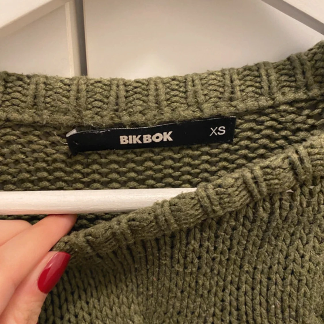 Olivgrön stickad tröja Bik Bok XS - 2