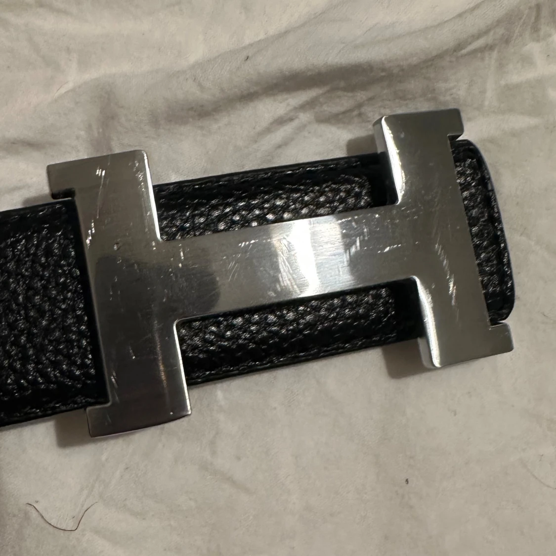 Svart Hermès bälte med H-spänne - 3