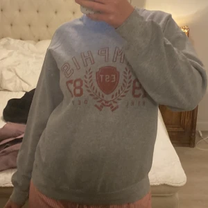 Grå sweatshirt från Gildan Memphis - Grå sweatshirt från Gildan med tryck i rött framtill. Tröjan har lång ärm, rund hals och är gjord i mjuk Heavy Blend polyester och bomull. Perfekt för chill dagar och streetwear☺️🩷