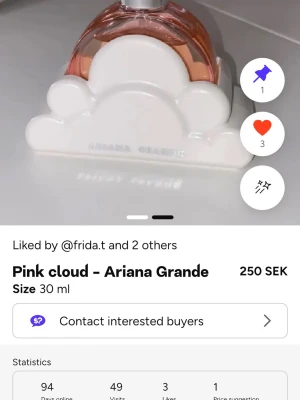 Pink cloud - Ariana grande  - Återpublicering för fri frakt!  Billigare🩷