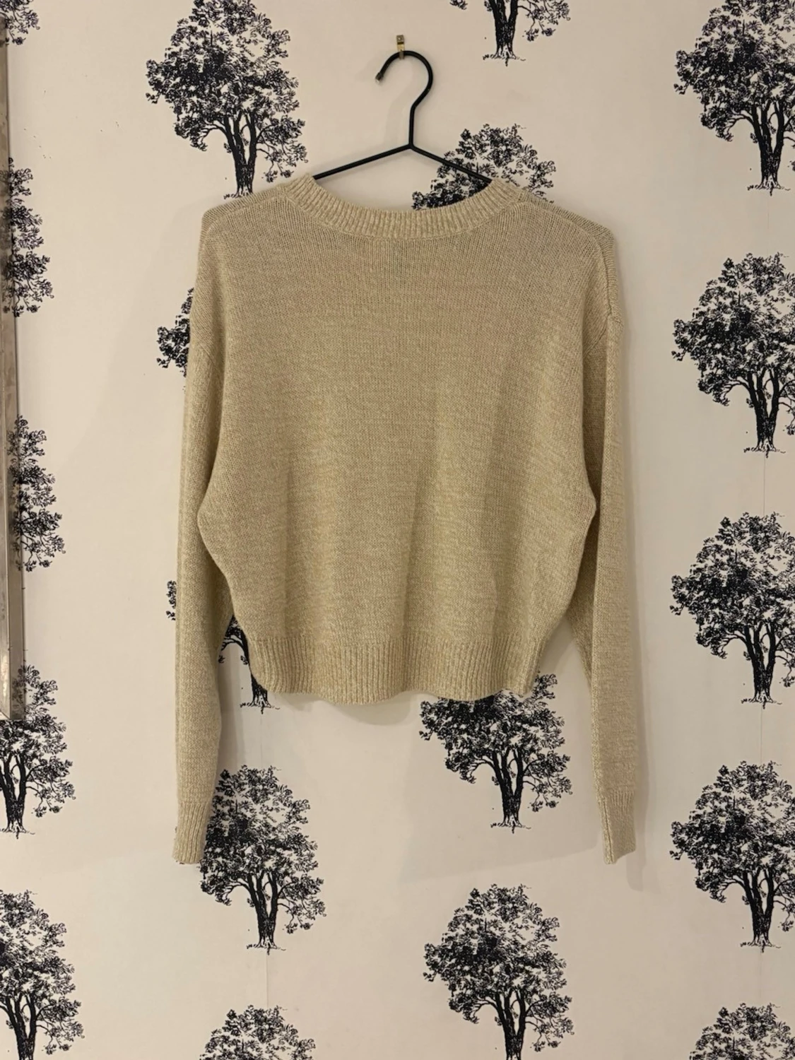 Beige cropped stickad tröja - 1