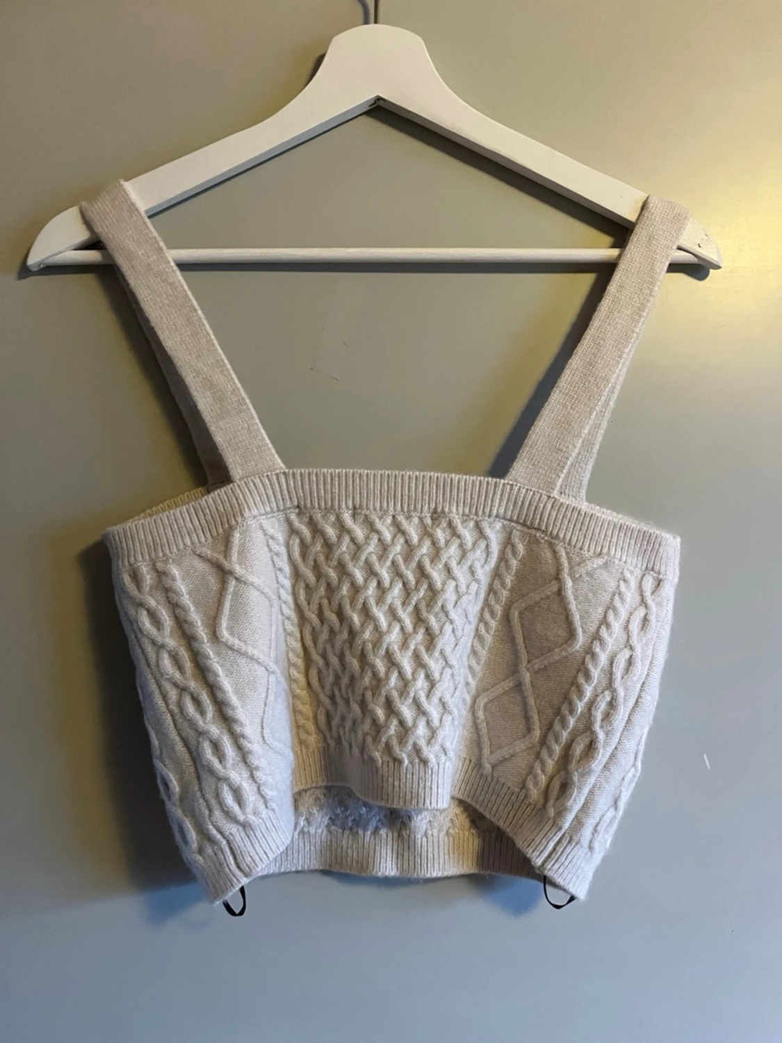 Beige stickad linnetopp - 2