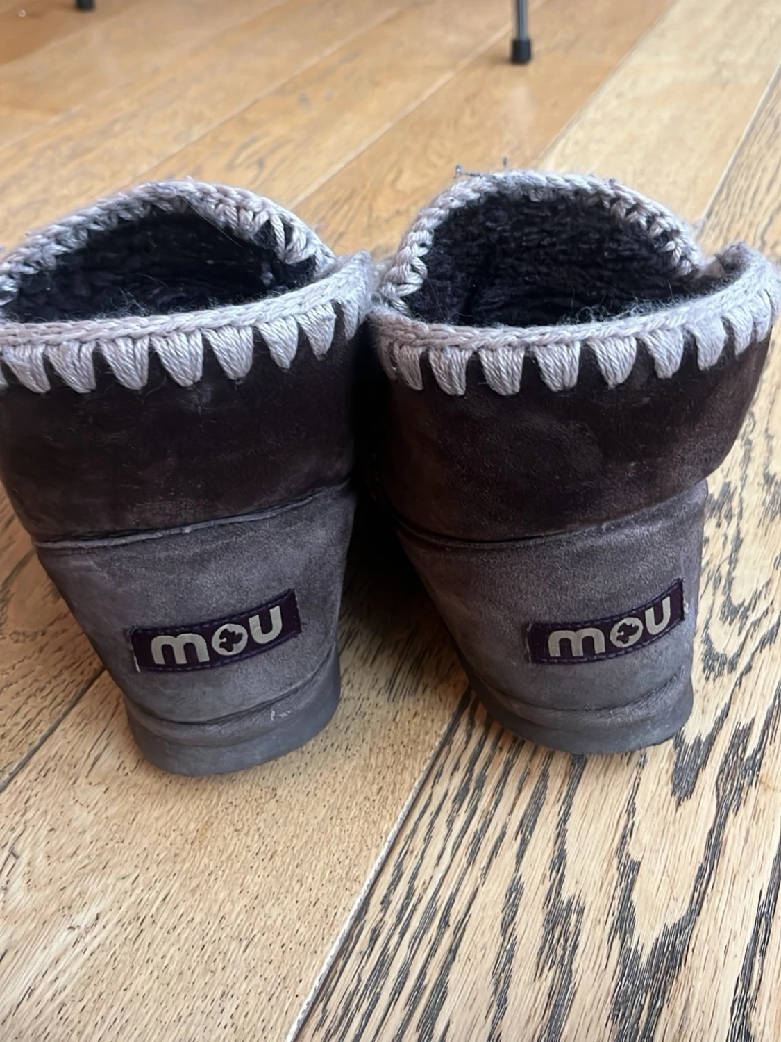 Bruna boots från Mou med stickade detaljer - 2