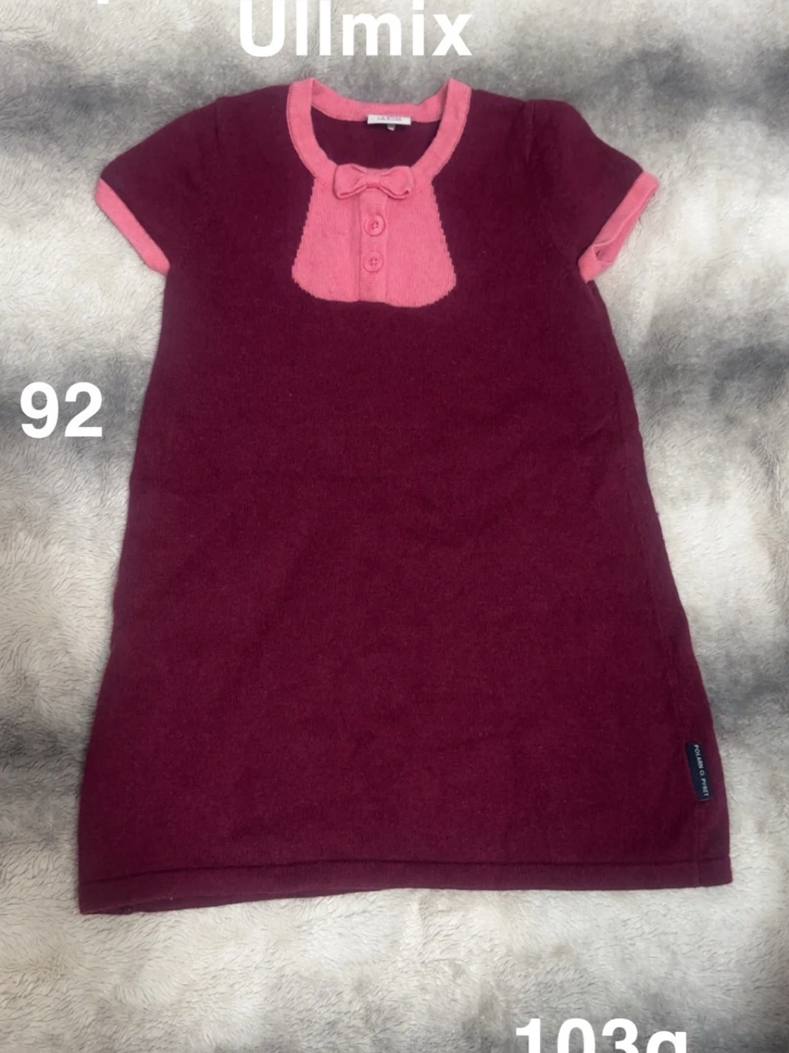 Vinröd ullmixklänning med rosett