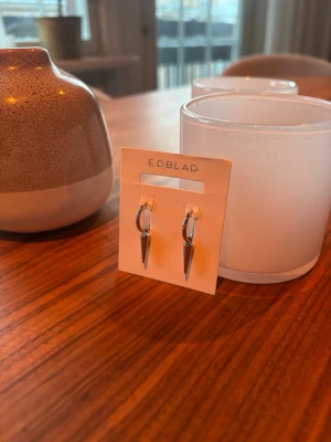 Ingen väst på bilderna - Bilderna visar inga västar utan ett par silvriga örhängen från Edblad med konformad hängande detalj. Använda 2 gånger bra skick 