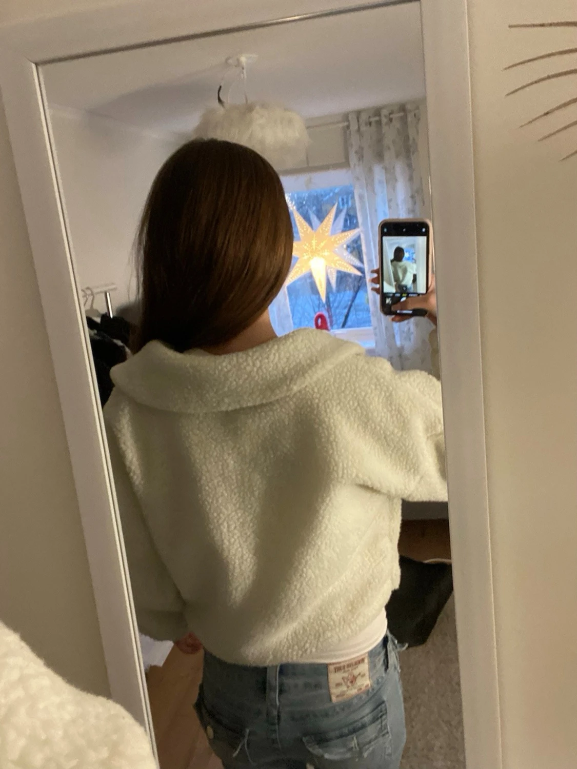 Vit teddyjacka med guldknappar - 1