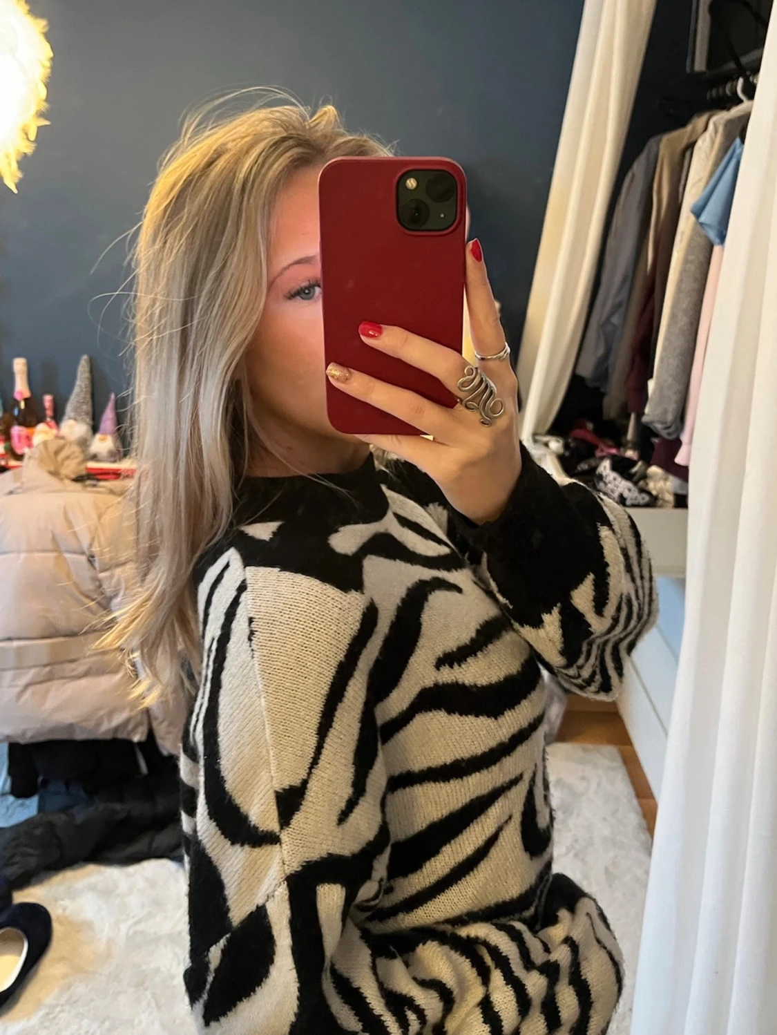 Zebramönstrad stickad tröja - 3