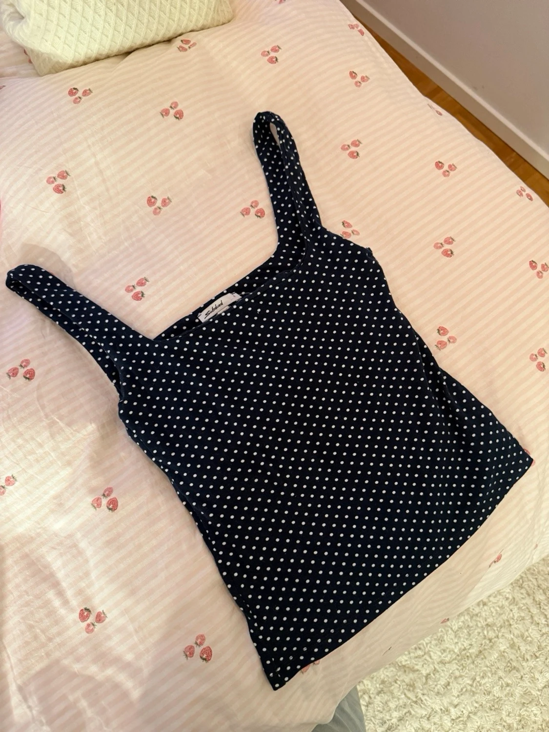 Mörkblå prickig linnetopp Subdued - 2