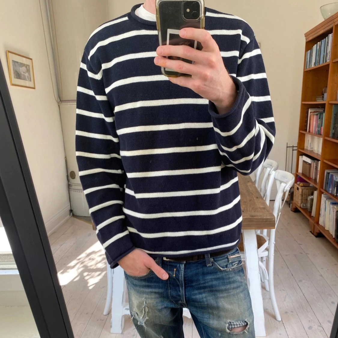 Randig stickad tröja