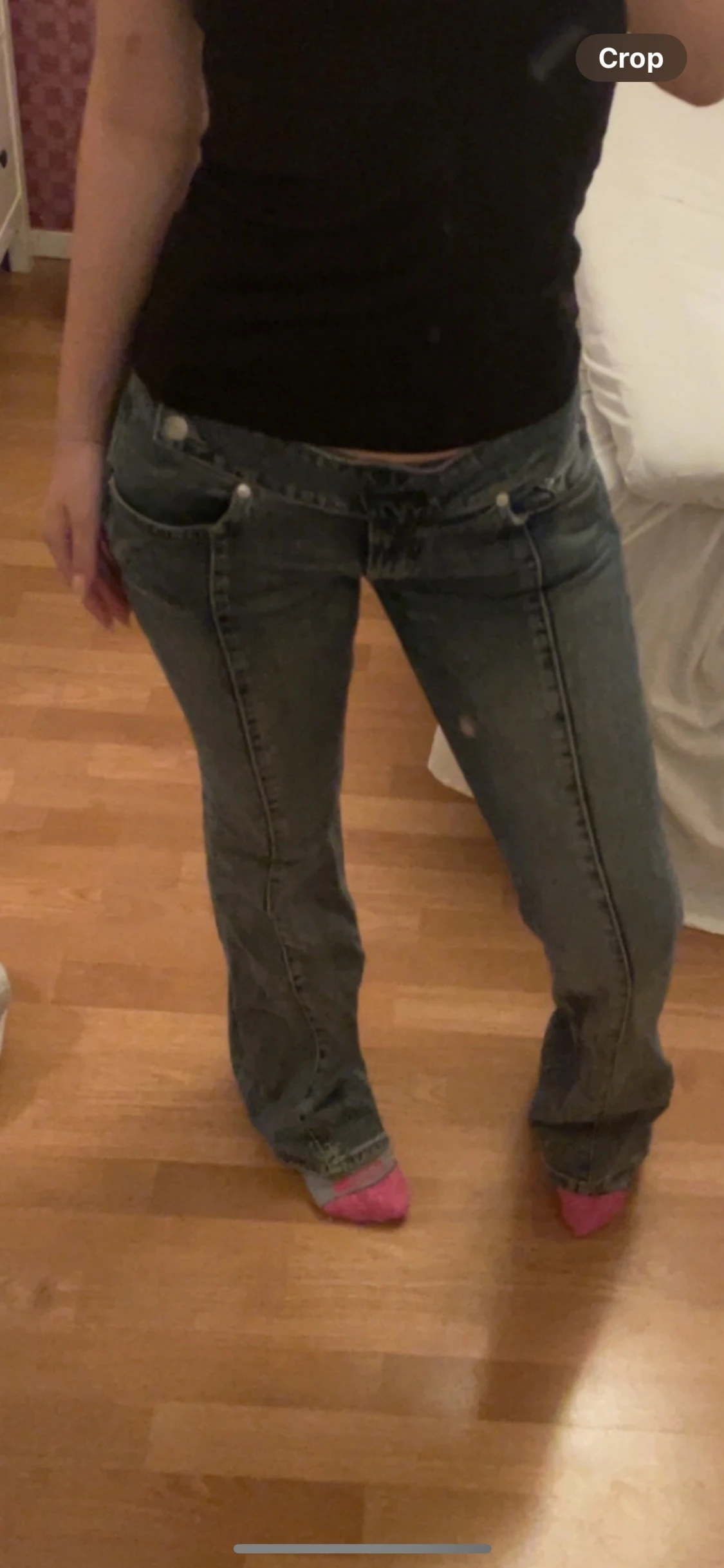 Lågmidjade bootcut jeans i blå denim