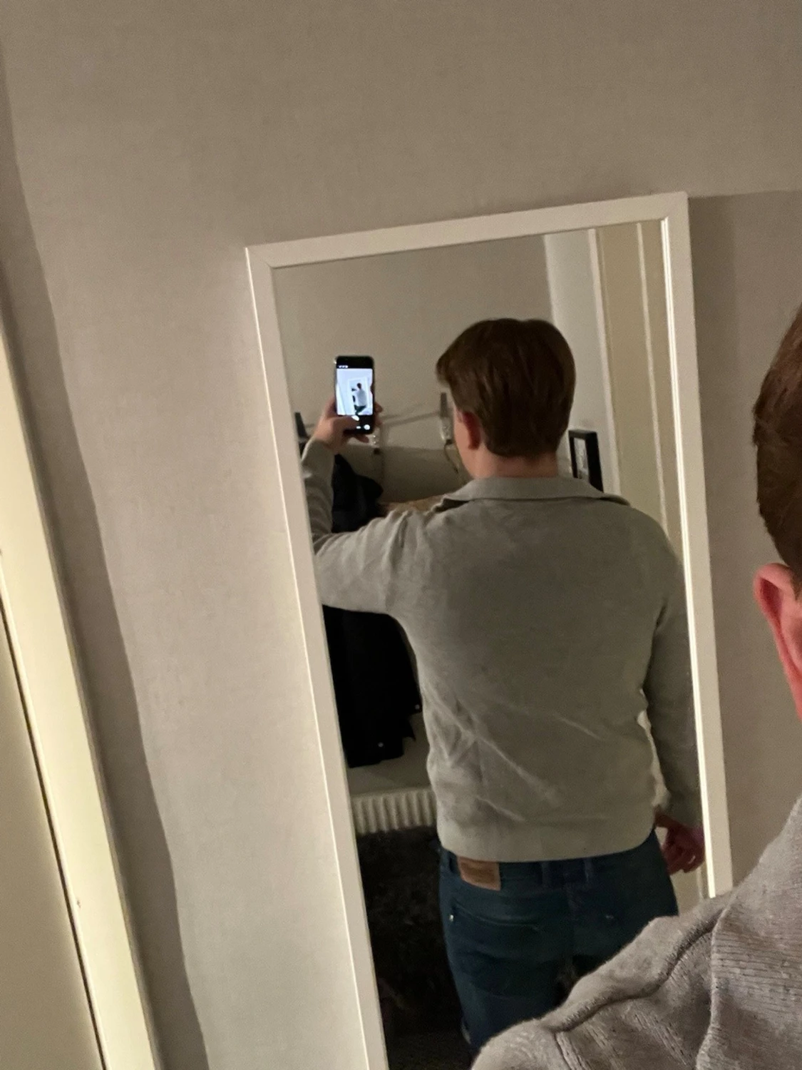 Grå half zip tröja i bomull - 1