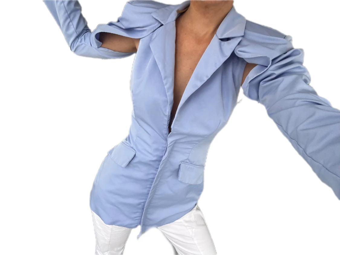 Ljusblå kavaj med axeldetaljer Pretty Little Thing - 6