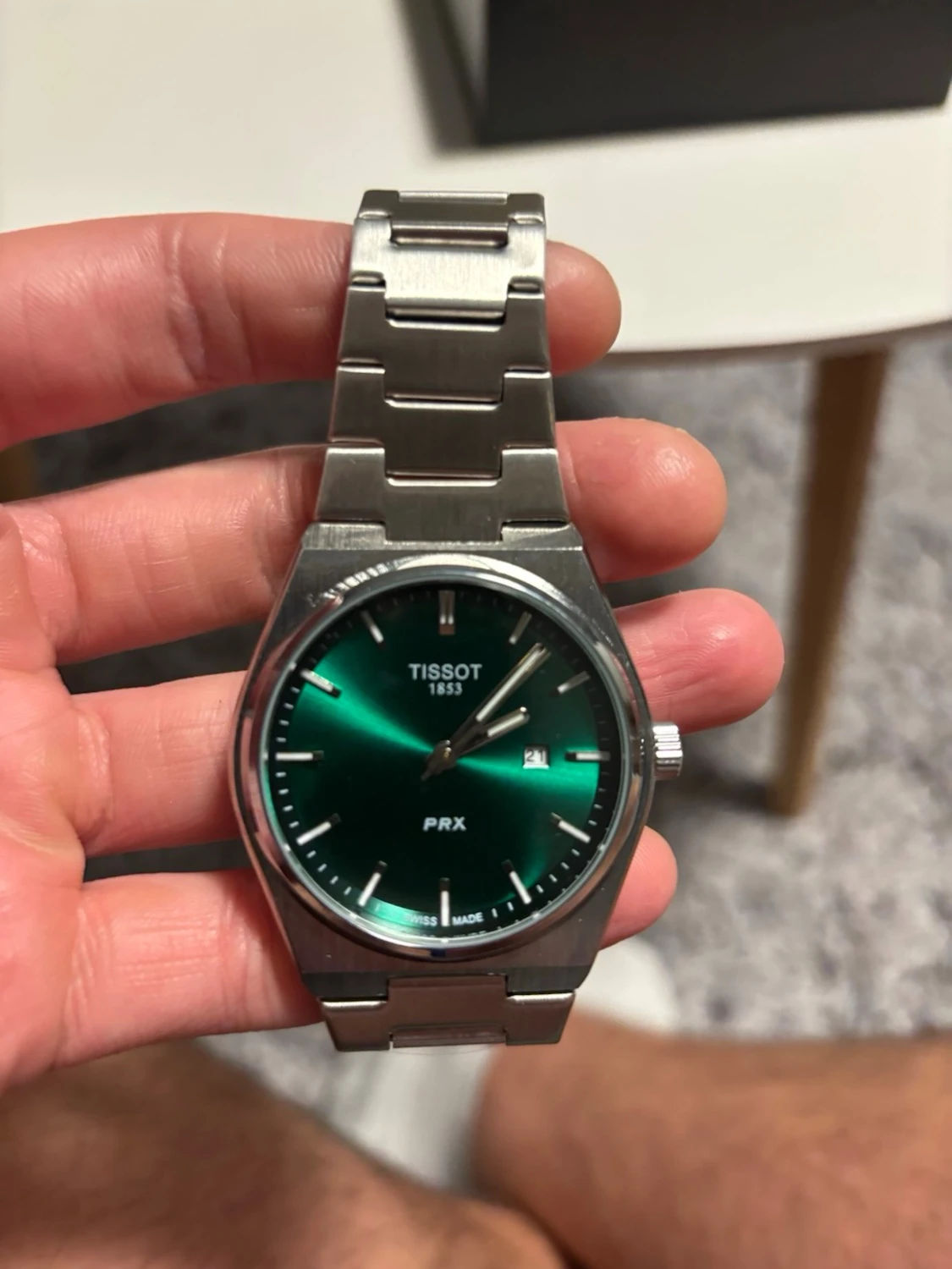 Grön Tissot PRX klocka med stållänk - 3