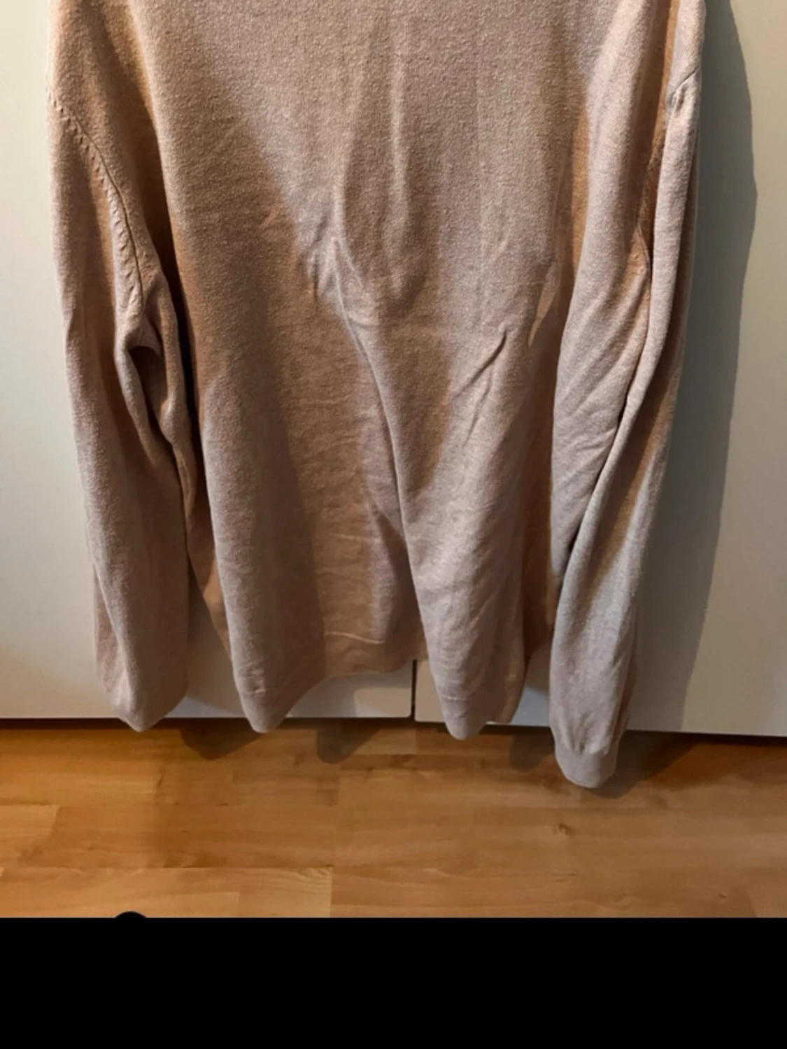 Beige stickad tröja med half zip - 1