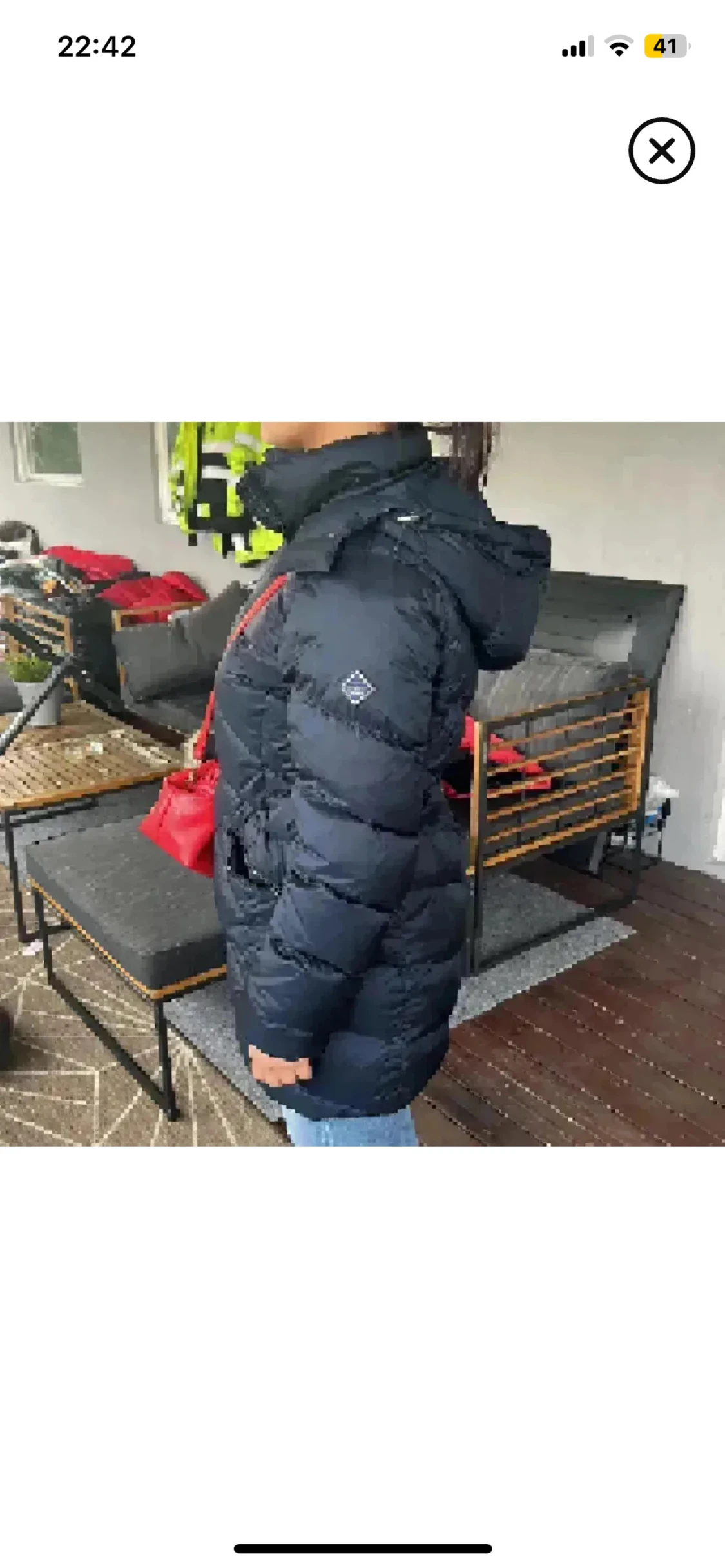 Mörkblå Gant lång pufferjacka med huva - 4