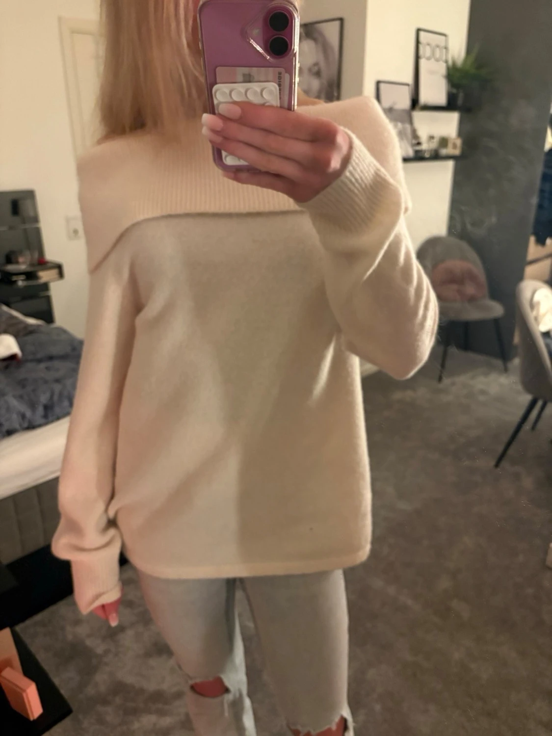 Offshoulder stickad tröja från Bikbok - 1