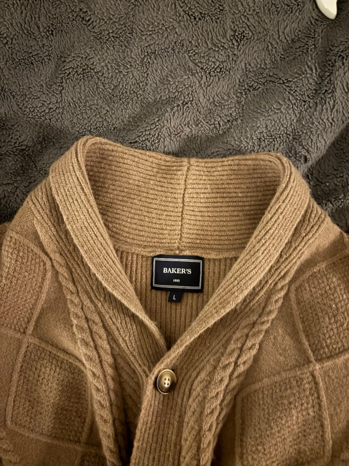 Beige stickad kofta - 2