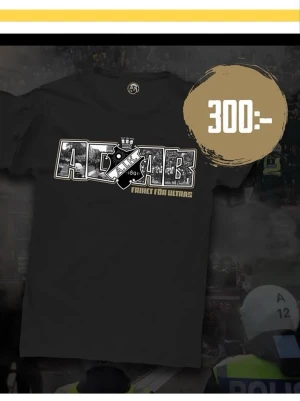 Svart AIK t-shirt med tryck - Svart t-shirt från AIK med stort grafiskt tryck på bröstet där det står 'ACAB' och 'Frihet för ultras'. PRIS GÅR ATT DISKUTERA 