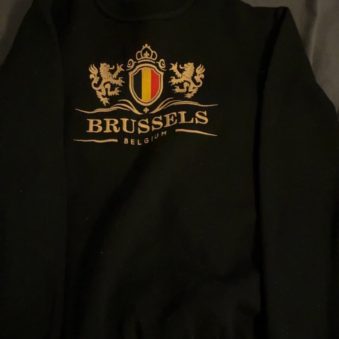 Svart sweatshirt med Brussels-tryck
