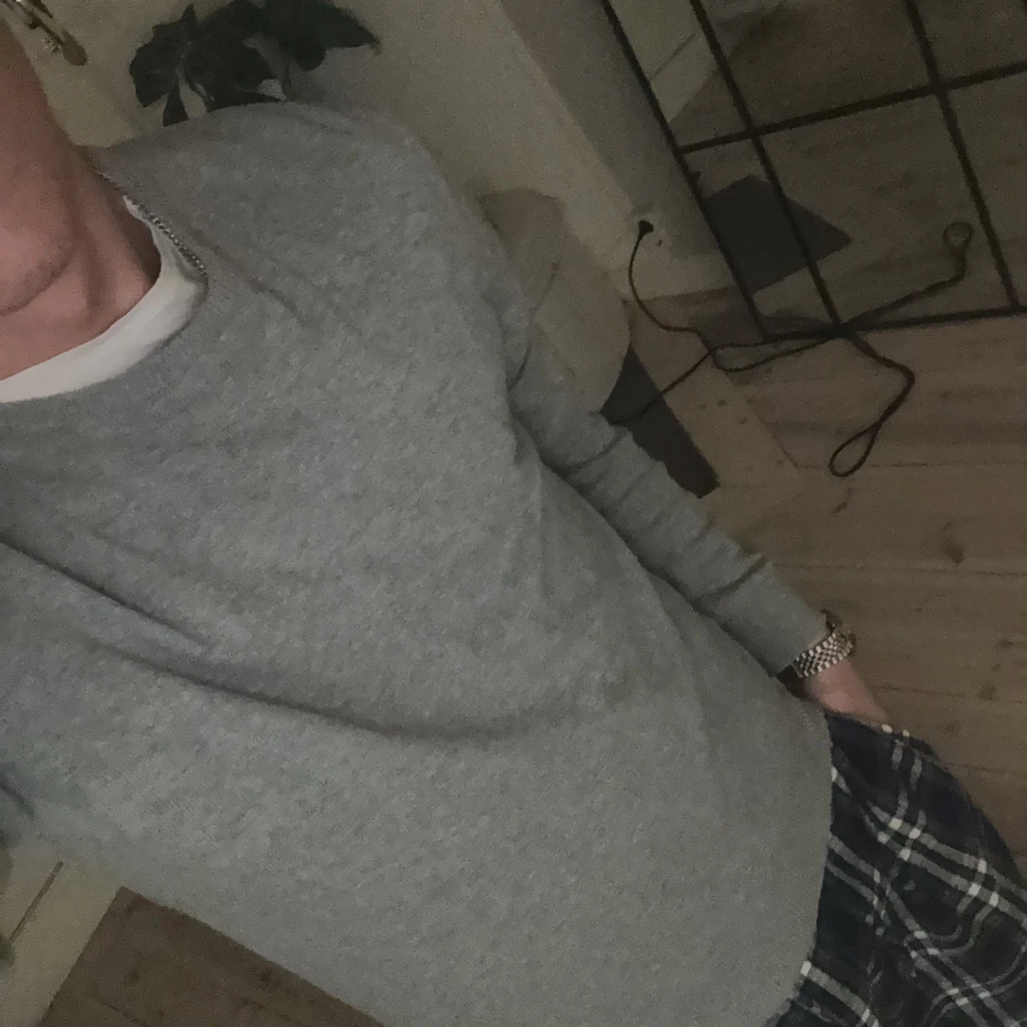 Grå basic tröja i bomull - 1