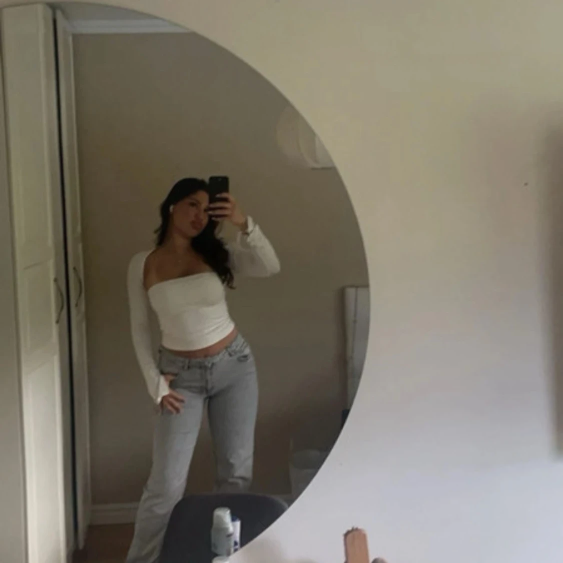 Grå wide jeans midwaist - 2