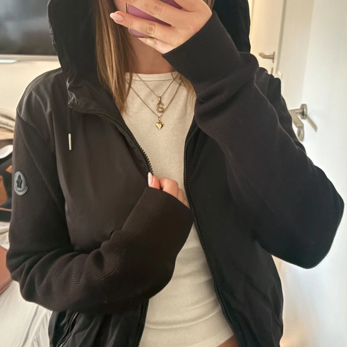 Svart Moncler hybridjacka med huva - 2