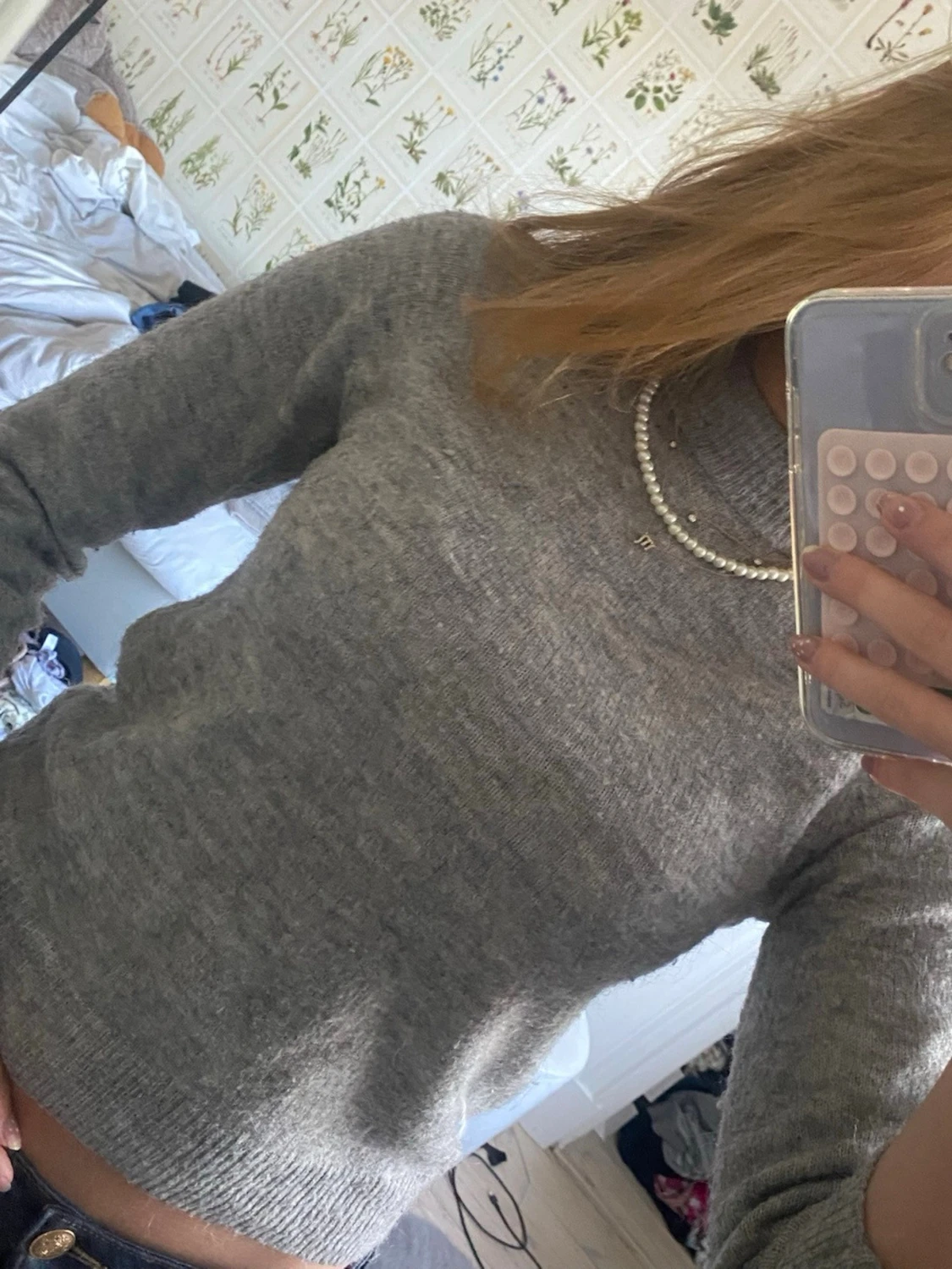 Grå stickad polotröja från H&M