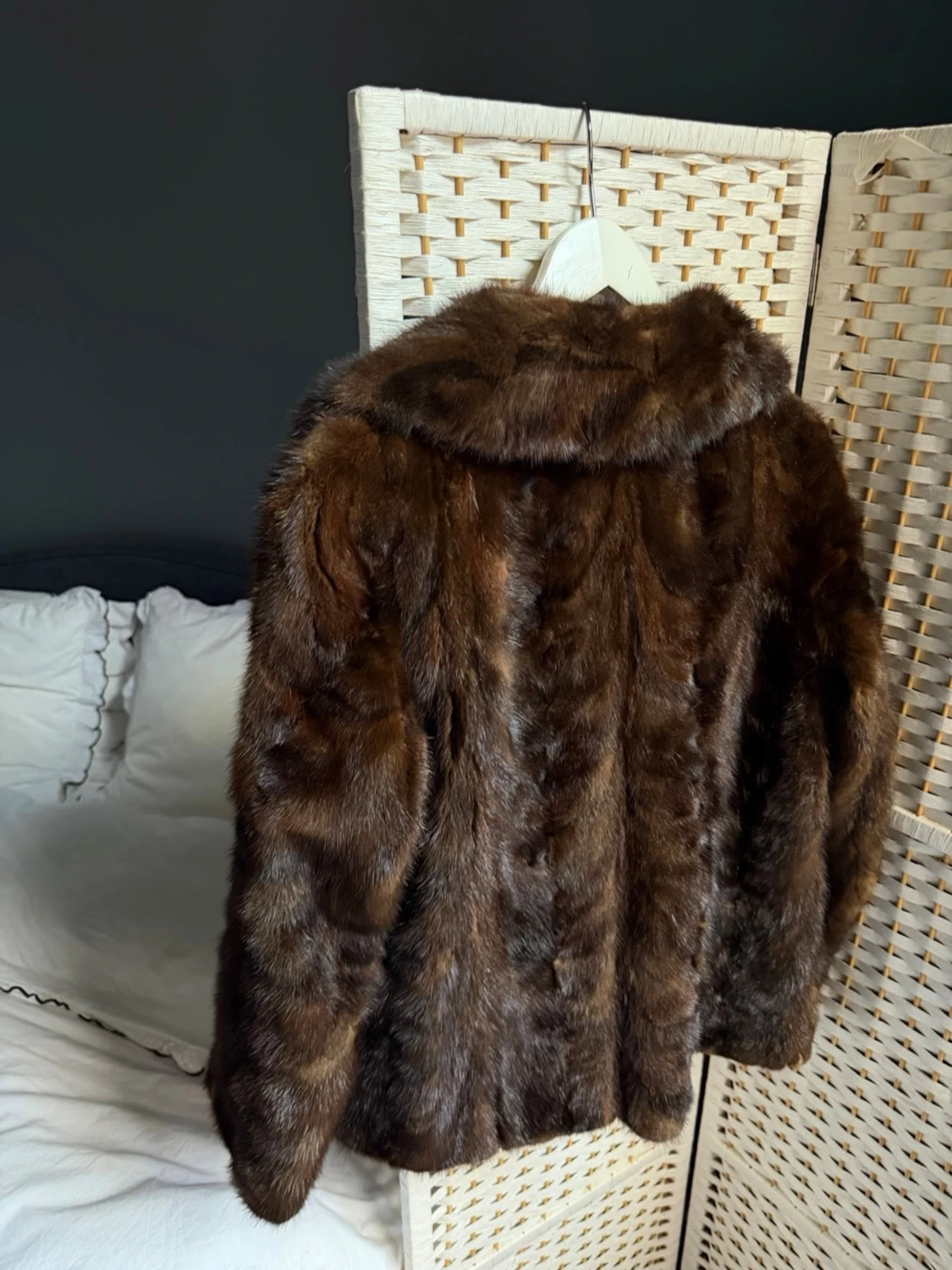 Brun pälsjacka Mink - 6