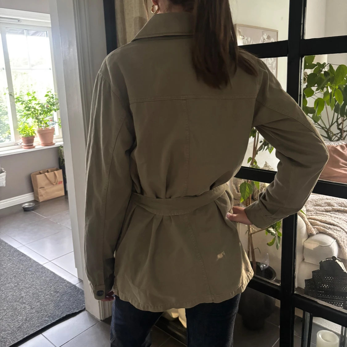 Grön jacka med bälte - 1