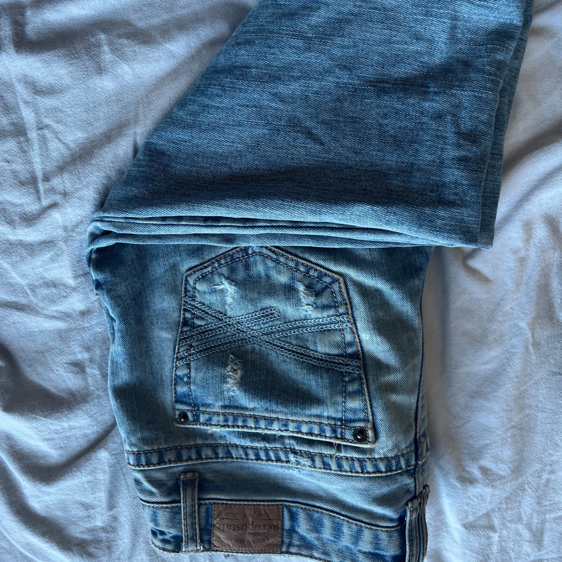 Ljusblå lågmidjade jeans - 3