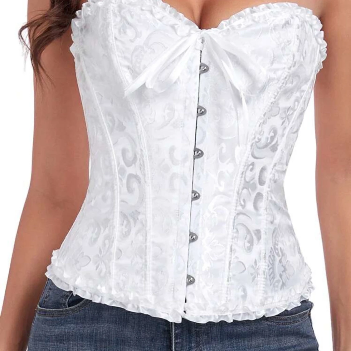 Vit korsett med rosett och snörning