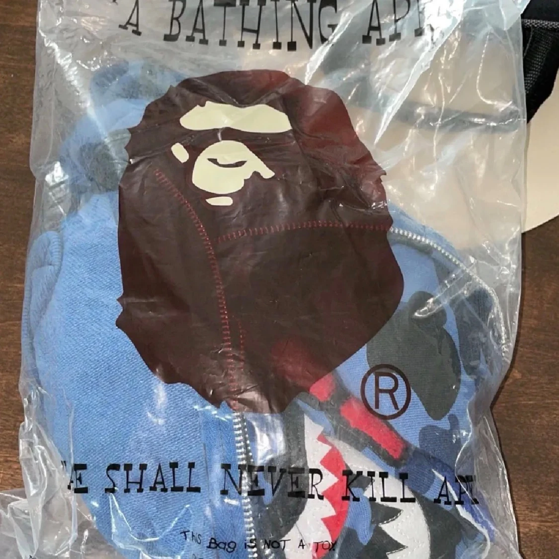 BAPE blå camo shark hoodie - 2