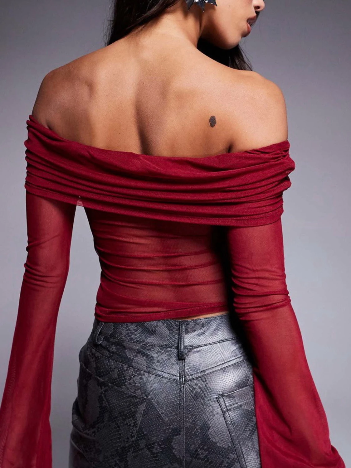 Off shoulder mesh topp - 1