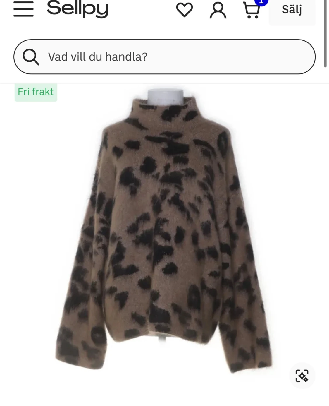 Brun leopardmönstrad polotröja