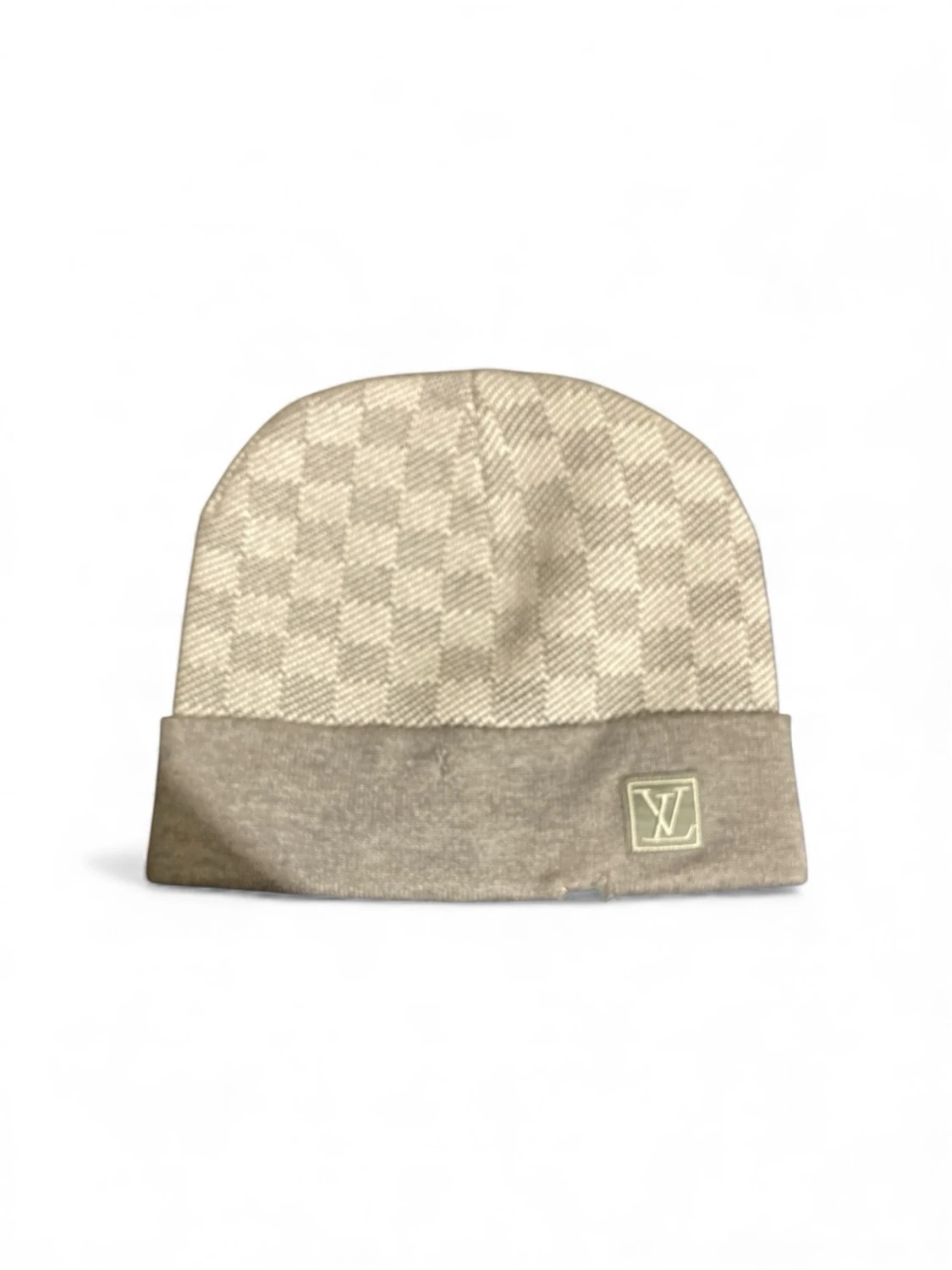 Rutig beige mössa f