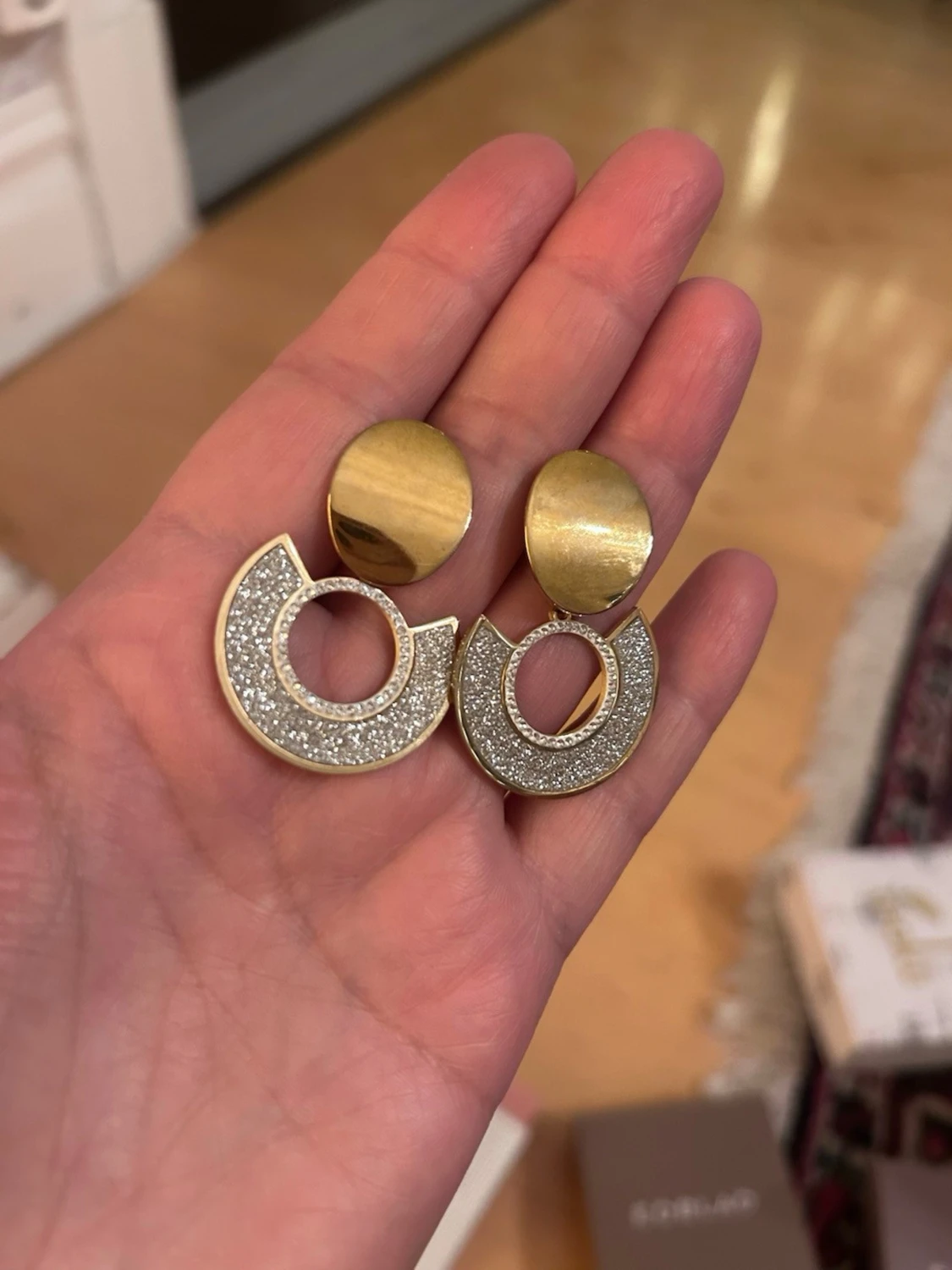 Stål örhängen i guld och silver - 1