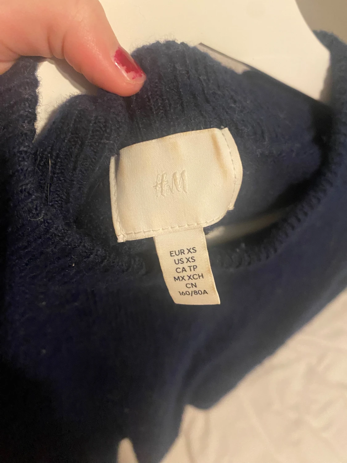 Mörkblå stickad tröja från H&M XS - 1