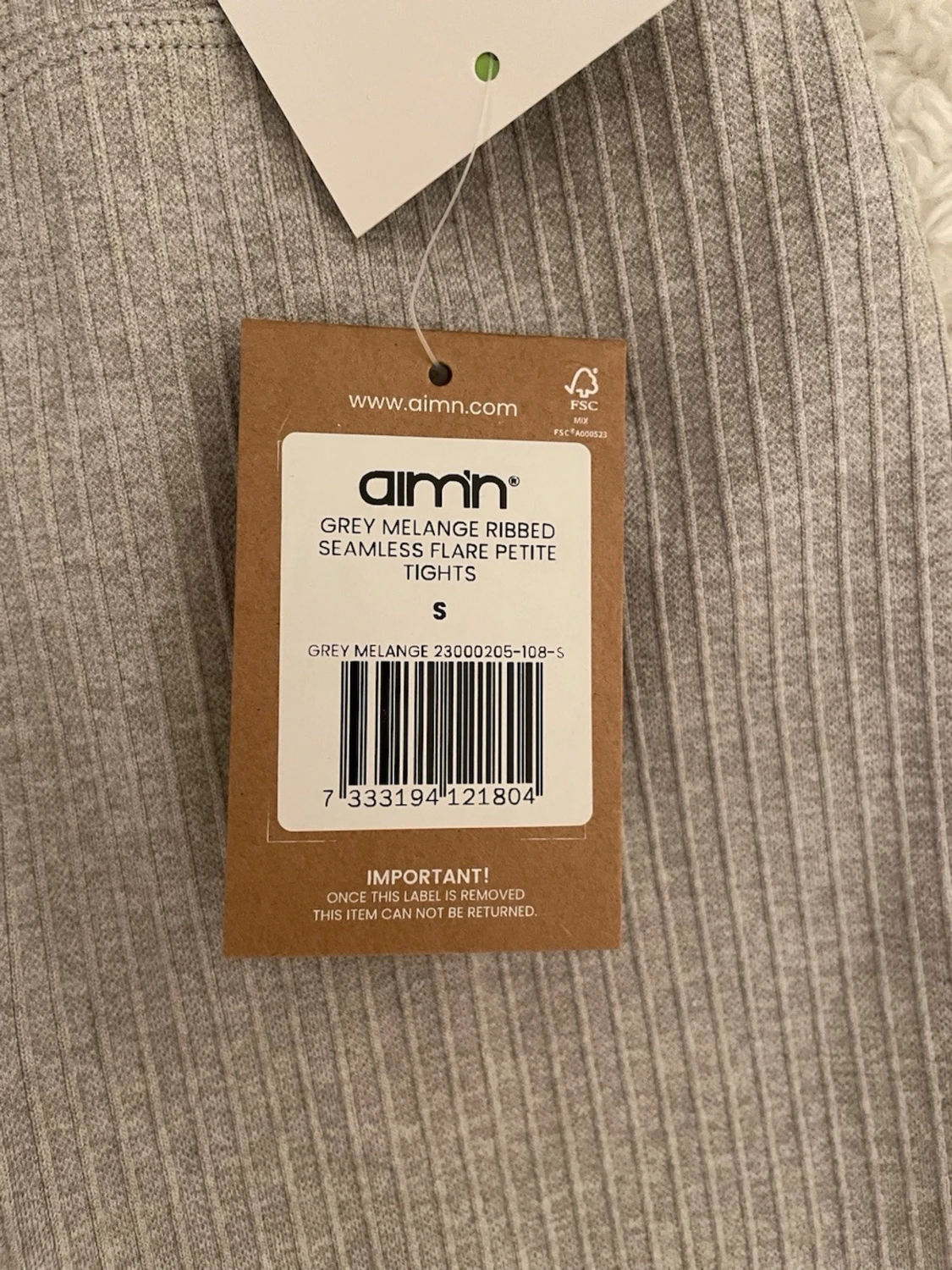 Grå ribbade flare tights från Aim'n - 3