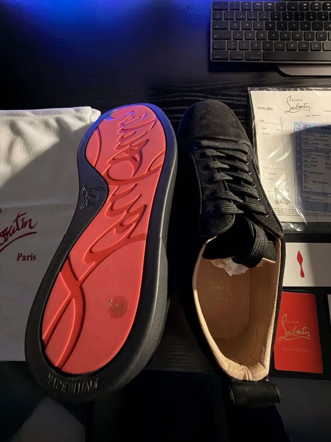 Christian Louboutin svarta sneakers mocka - 5