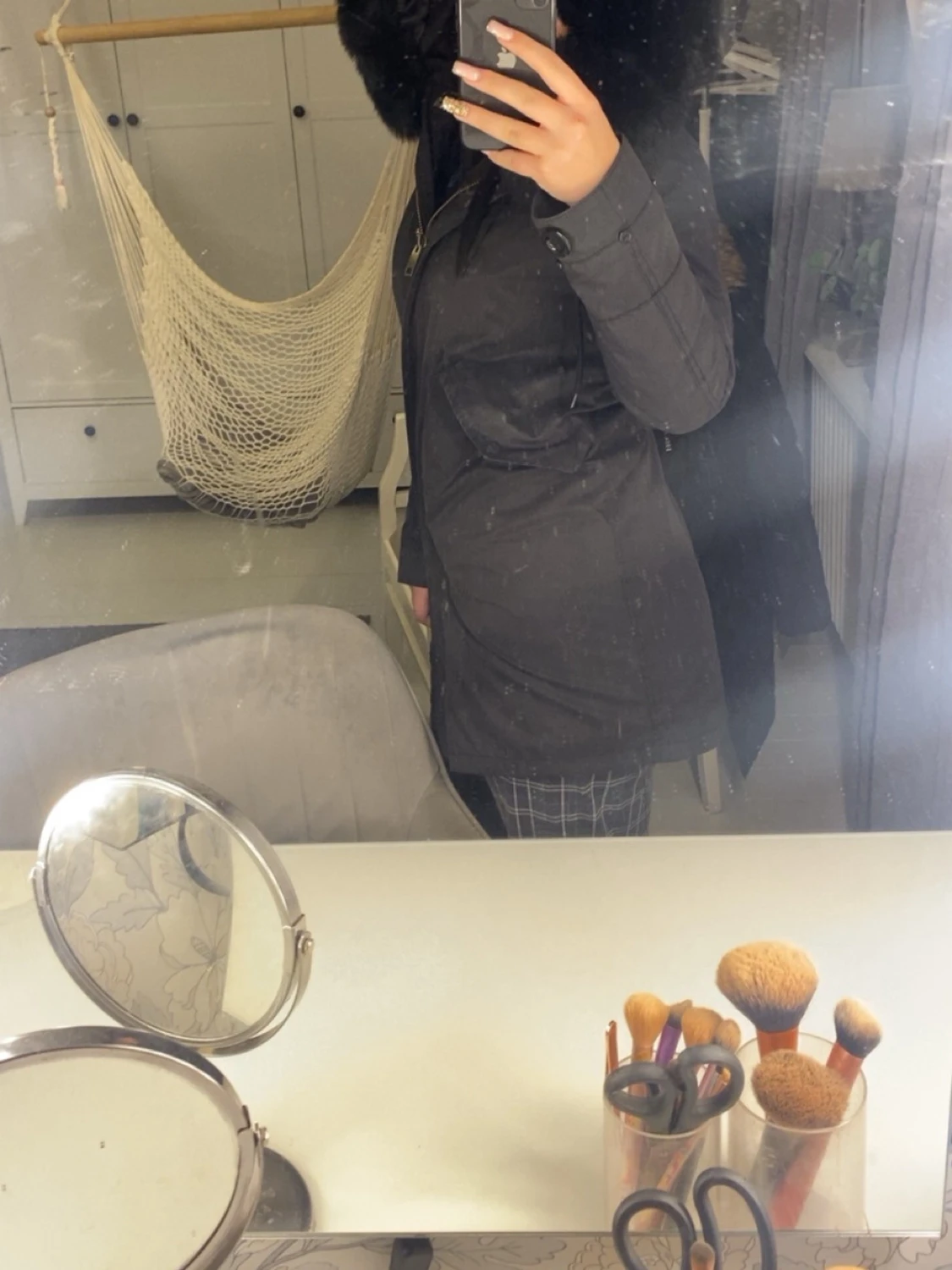 Svart fluffig jacka  - 2