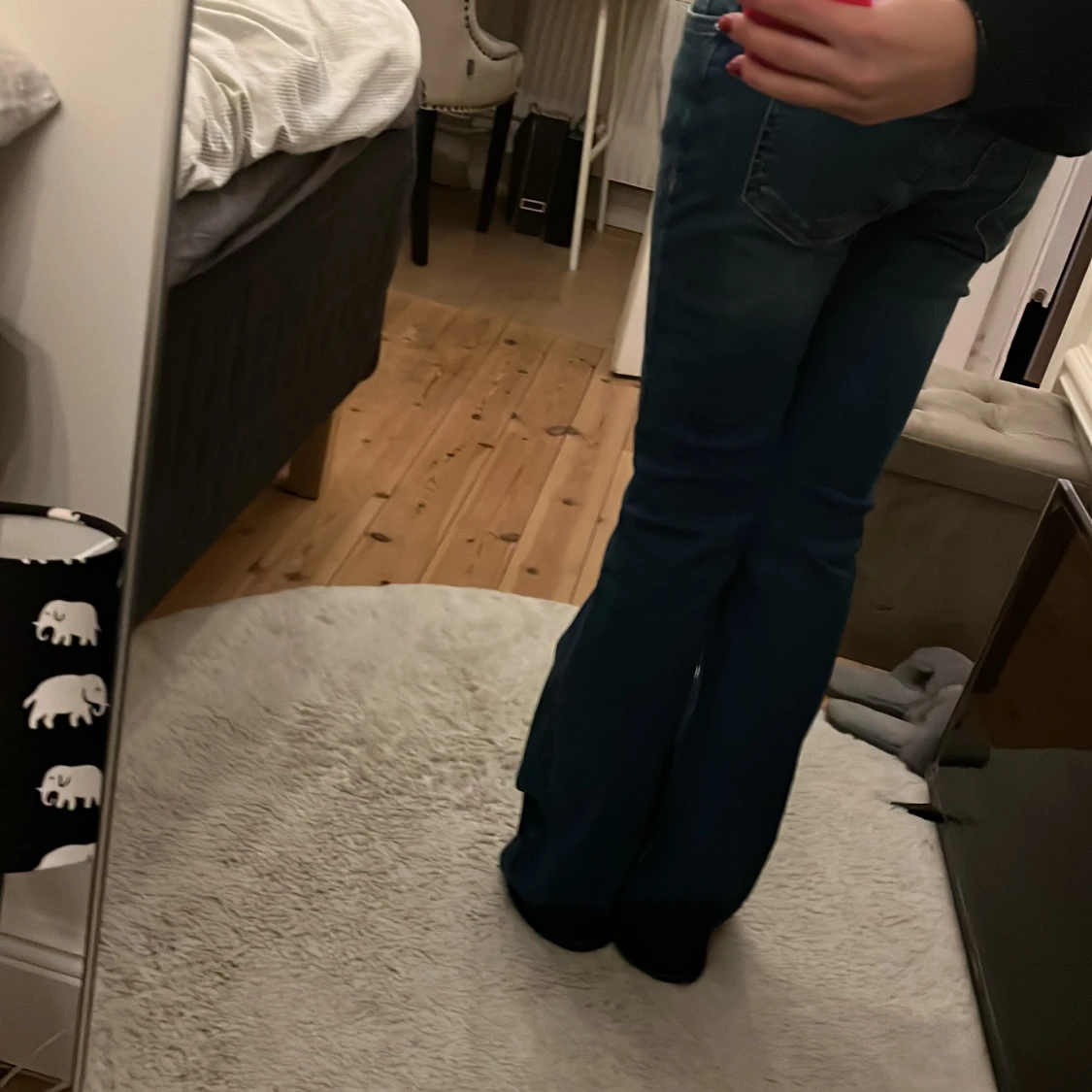 Blå low waist bootcut jeans  - 2