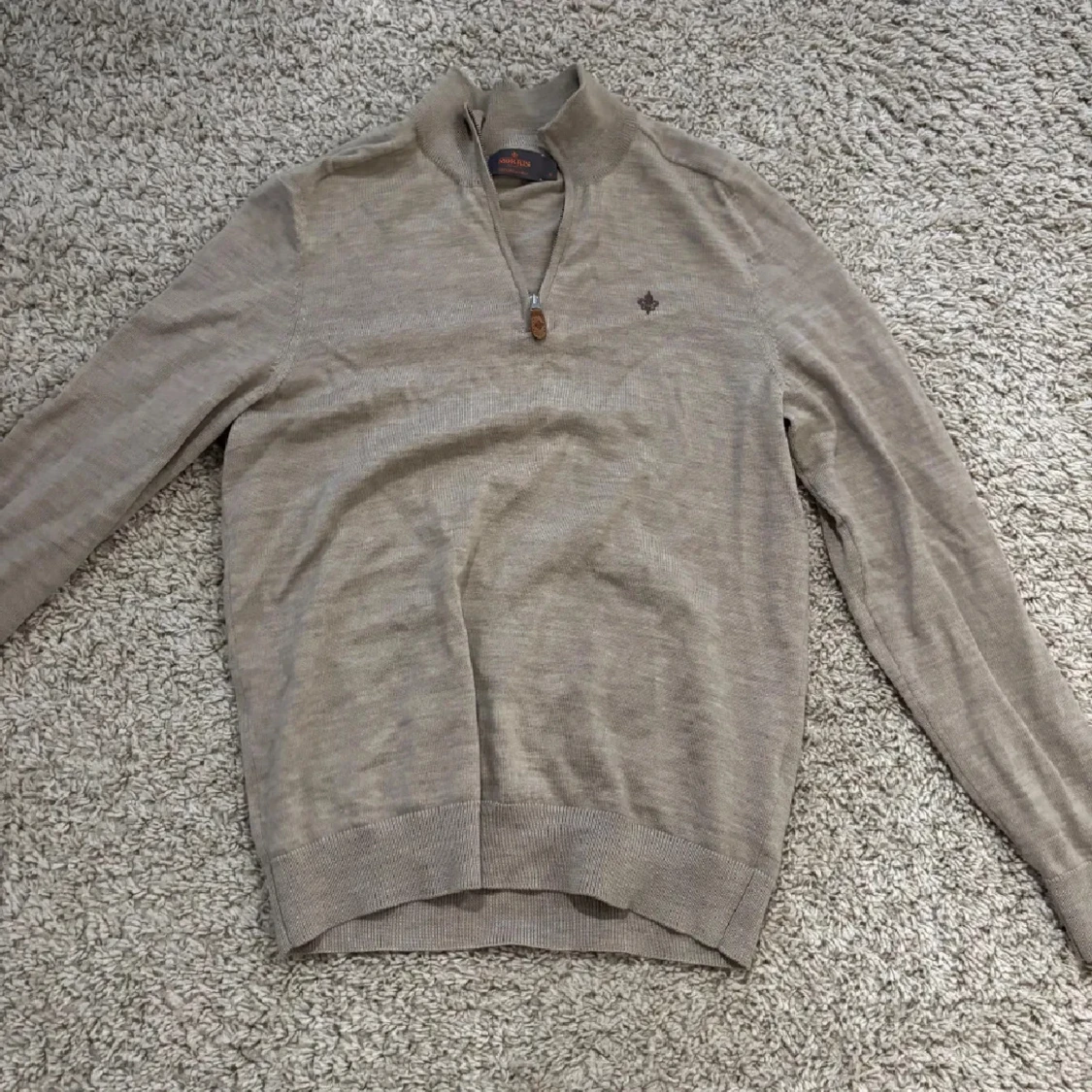 Beige half zip tröja med hög krage från Morris