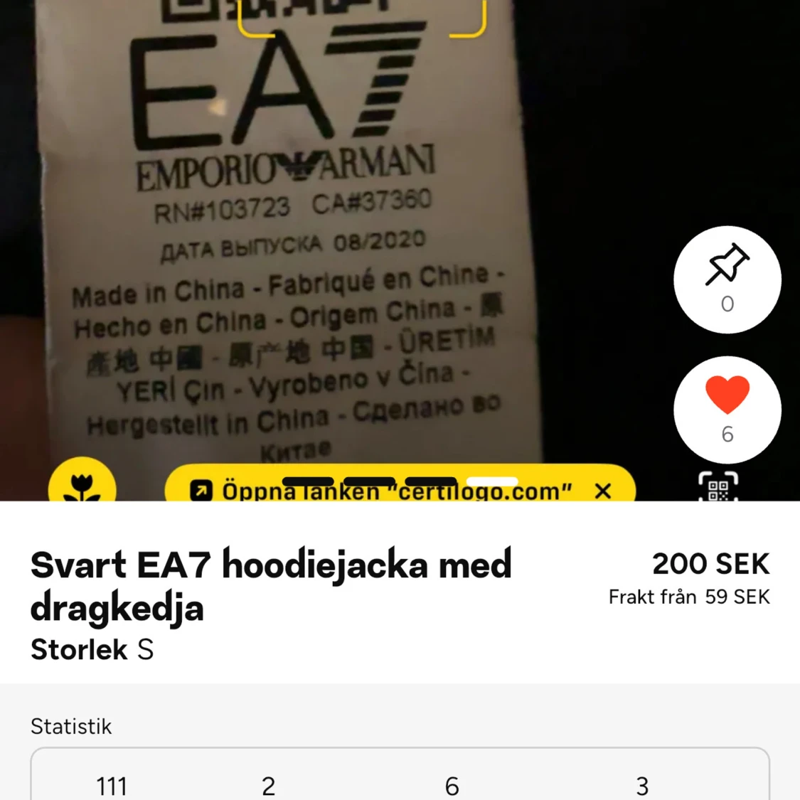 Svart hoodiejacka från EA7 Emporio Armani - 3