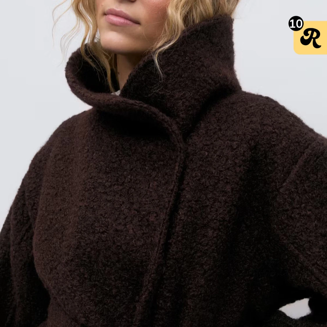 Mörkbrun teddy kappa med bälte  - 2